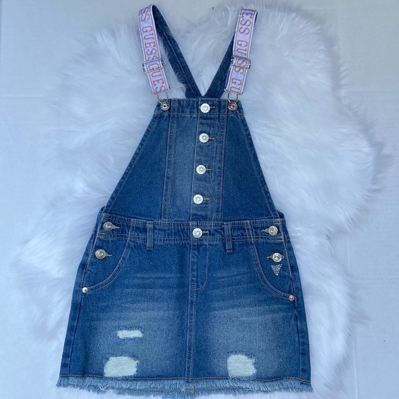 New GUESS Denim Jamper Skirt SZ 7 - Picture 1 of 6